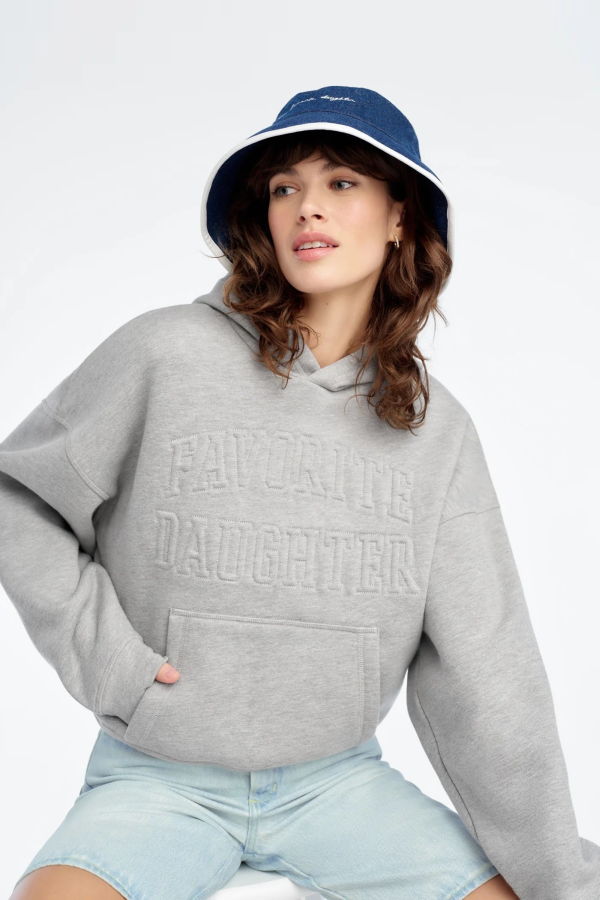 Favorite Daughter Collegiate Embossed Hoodie - Heather Grey