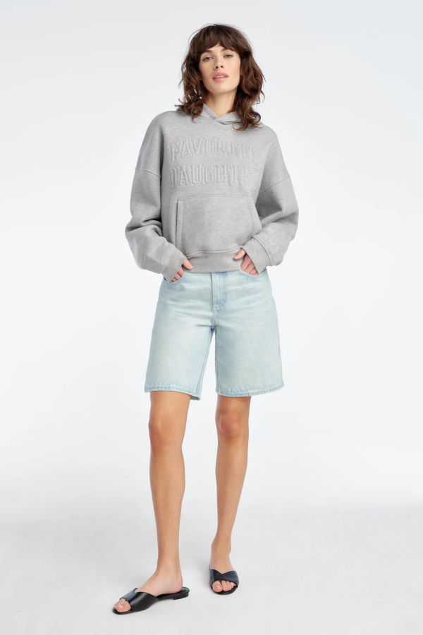 Favorite Daughter Collegiate Embossed Hoodie - Heather Grey