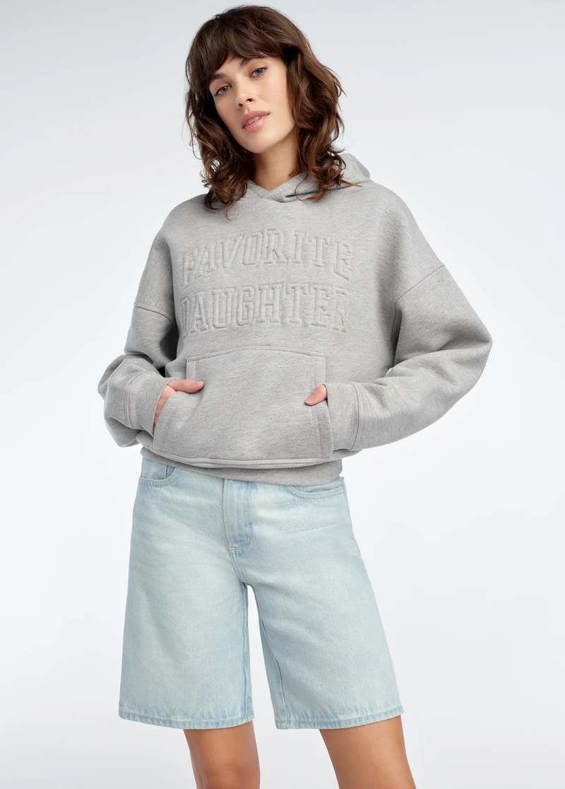 Favorite Daughter Collegiate Embossed Hoodie - Heather Grey