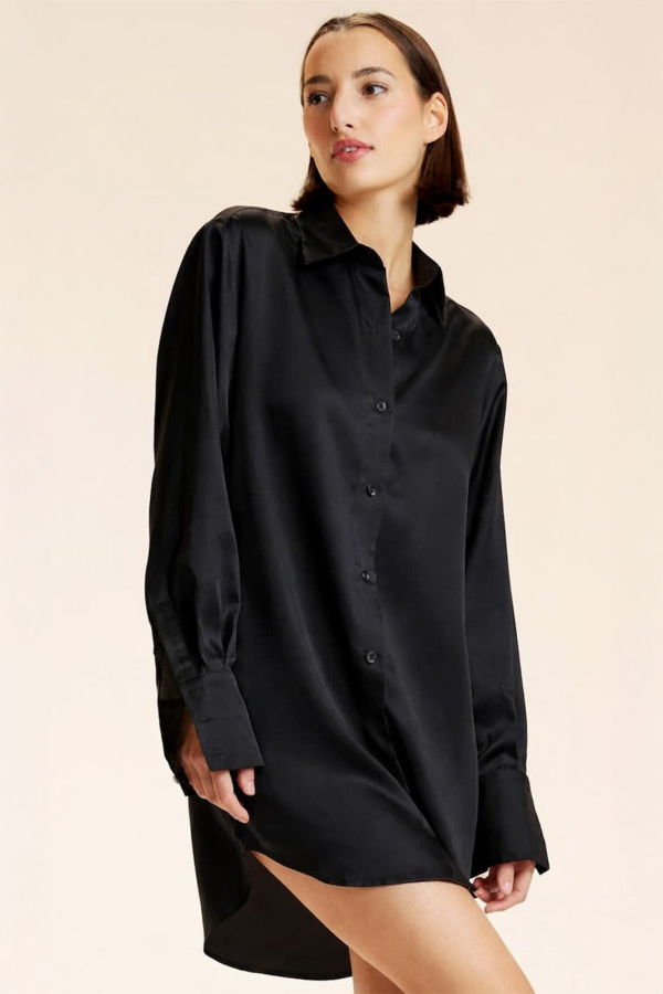 Cynthia Rowley Collectible Silk Shirt Dress - Black
