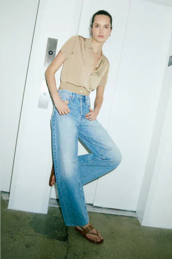 Pistola Sydney High Rise Bowed Wide Jeans