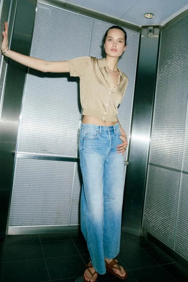 Pistola Sydney High Rise Bowed Wide Jeans