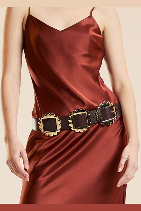 Cynthia Rowley Gold Buckle Belt - Brown