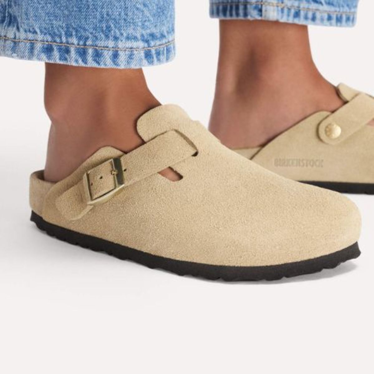 Birkenstock Boston Suede Leather Clogs - Taupe - Image 2 of 3