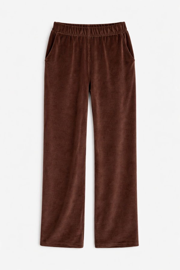 The Tile Club Mari Velour Pant - Brown