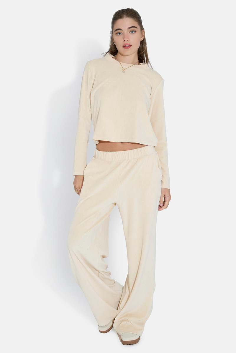 The Tile Club Mari Velour Pant - Ivory