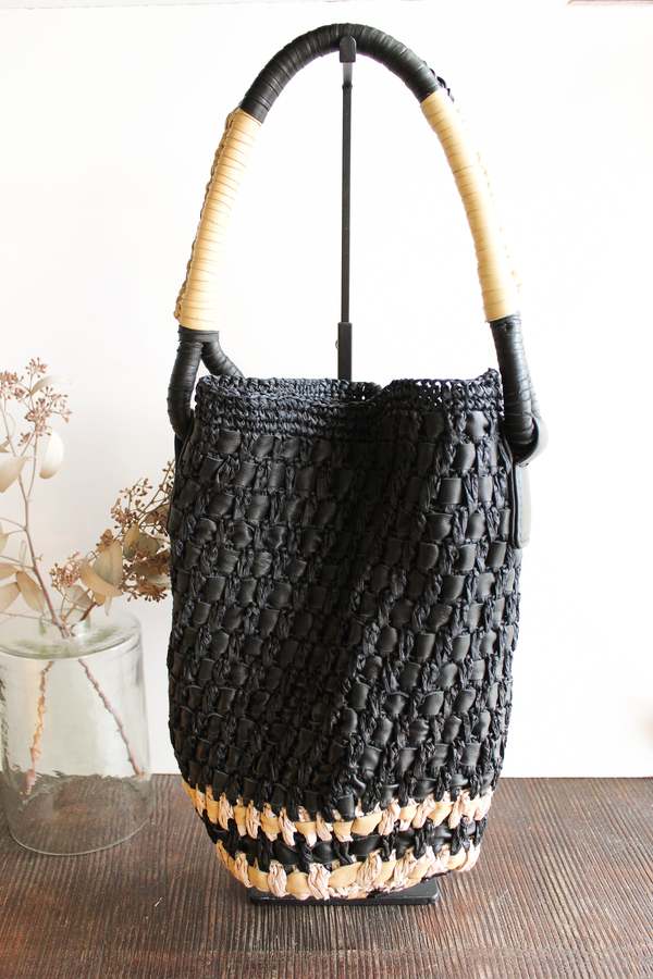 Alysi Mini Raffia Bucket Bag