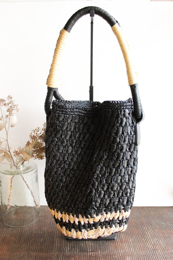 Alysi Mini Raffia Bucket Bag