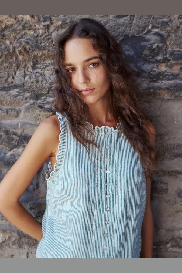 Melissa Nepton Zola Top - Green Stripes