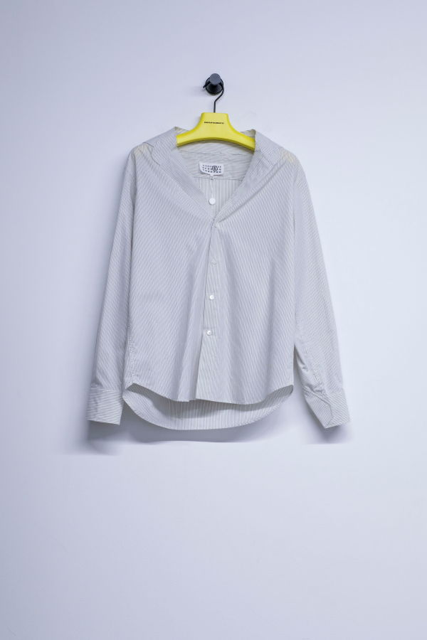 MM6 Maison Margiela Trompe L'Oeil Collar Striped Shirt - Gray