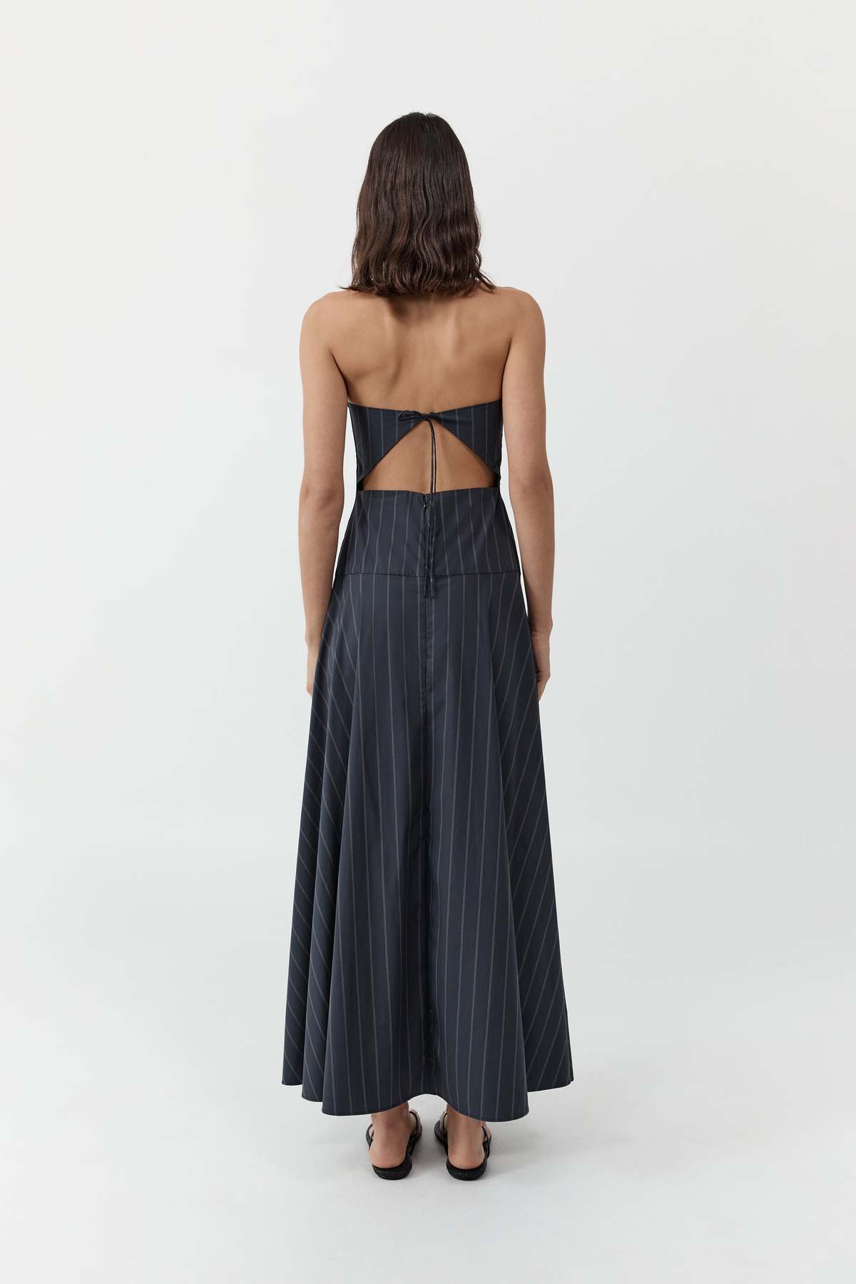 St. Agni Strapless Rouleau Dress - Ink Stripe - Image 2 of 5