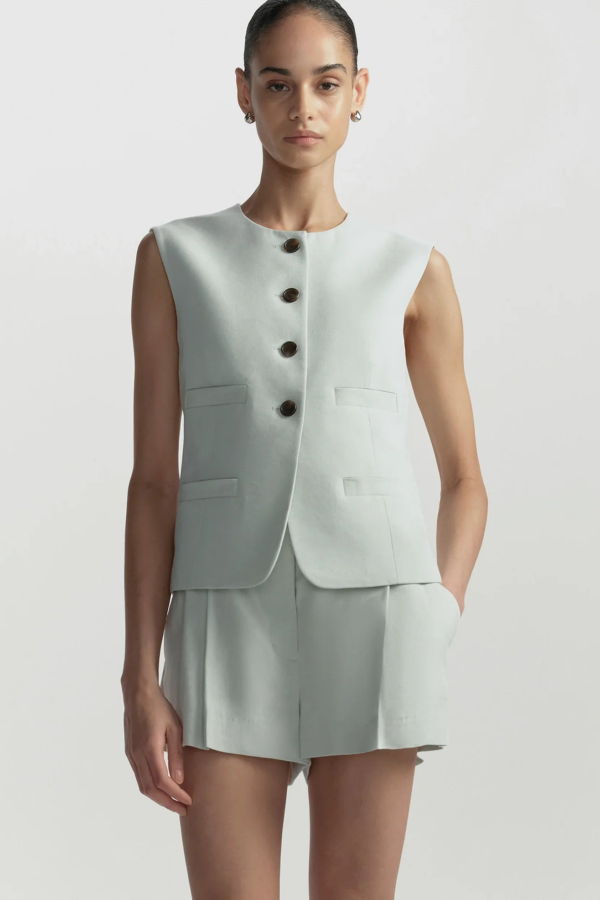 A.L.C. Georgie Linen Vest - Pale Mint