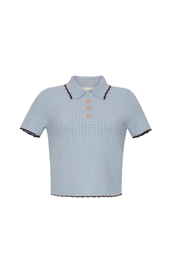 Cara Cara Melody Polo Sweater - Light Blue