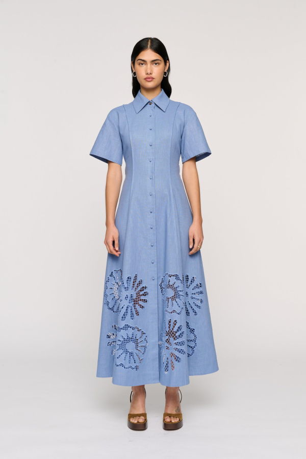 Clea Annalise Shirt Dress - Delphinium