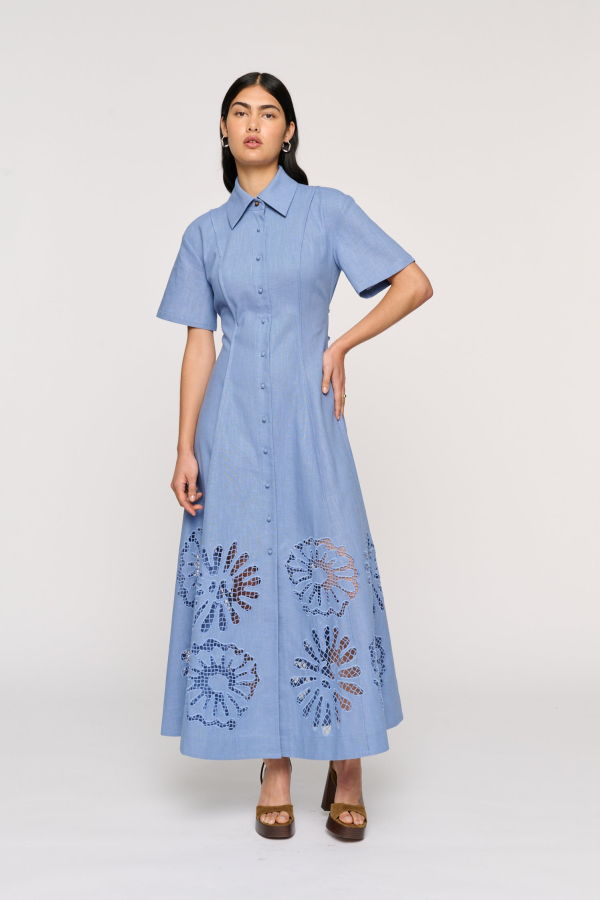 Clea Annalise Shirt Dress - Delphinium