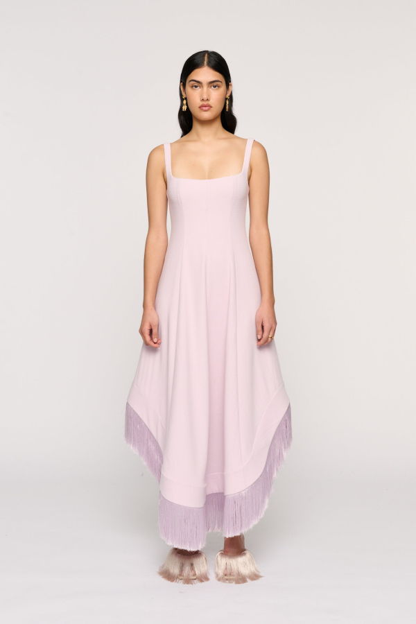 Clea Emine Fringe Hem Dress - Perla
