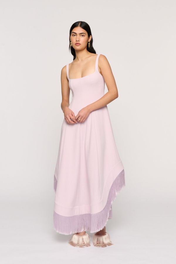 Clea Emine Fringe Hem Dress - Perla