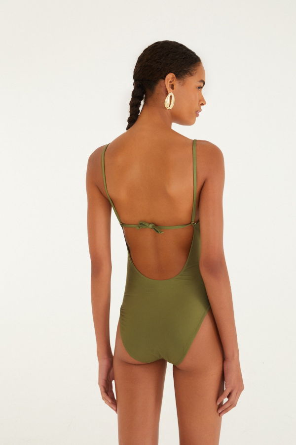 Farm Rio Strelitzia Dark Green One Piece Swimsuit