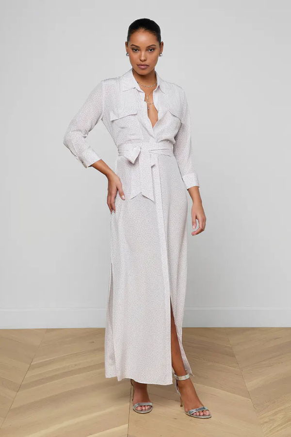 L'agence Cameron Silk Shirt Dress - Icy Lilac