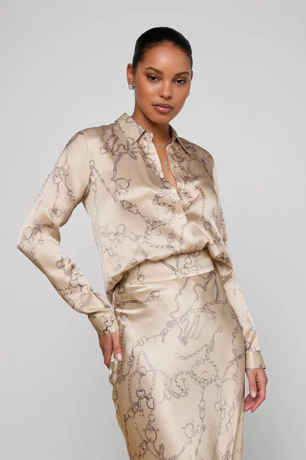 L'agence Tyler Silk Blouse - Soft Macadamia