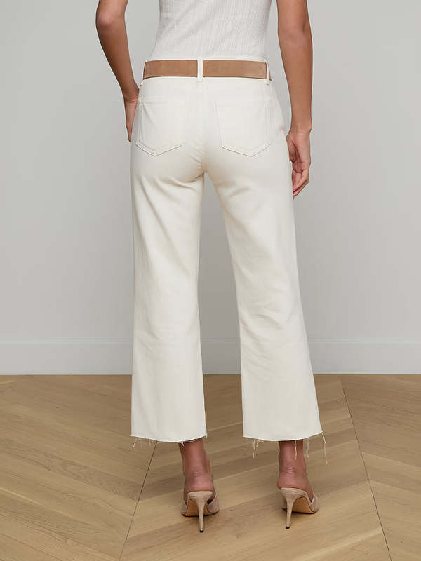 L'agence Wanda H/R Crop Wide Leg Jeans - Light Ecru
