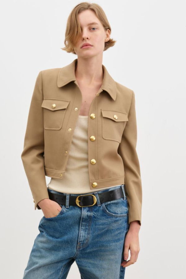 Nili Lotan Edna Cropped Jacket - British Khaki