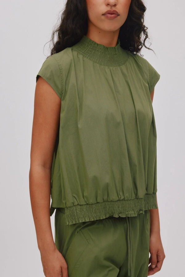 Rabens Saloner Dori Papery Shirring Top - Shadow