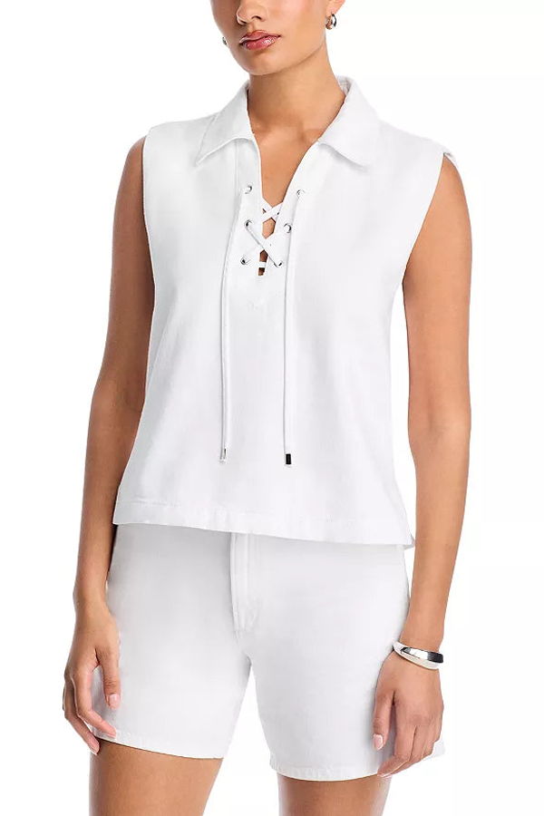 Rag & Bone Fiona Lace Up Top - White