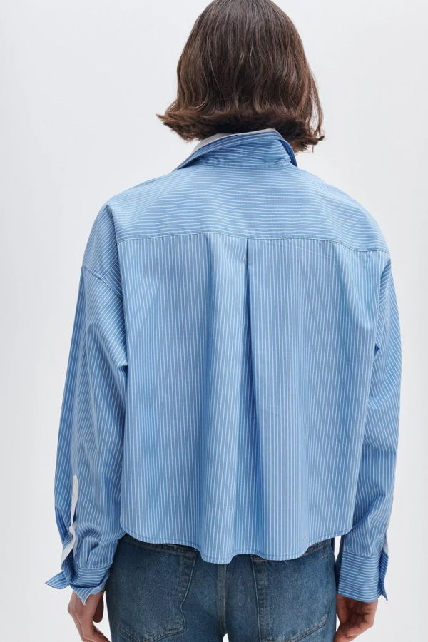 Rag & Bone Marin Stripe Combo Shirt - Blue Stripe