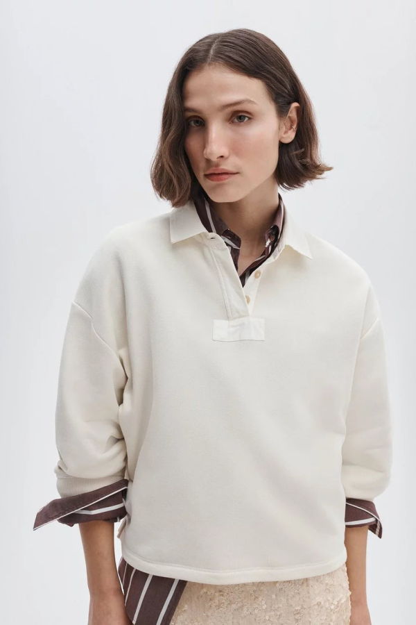 Rag & Bone Vintage Terry Oversized Polo Sweatshirt - Sand