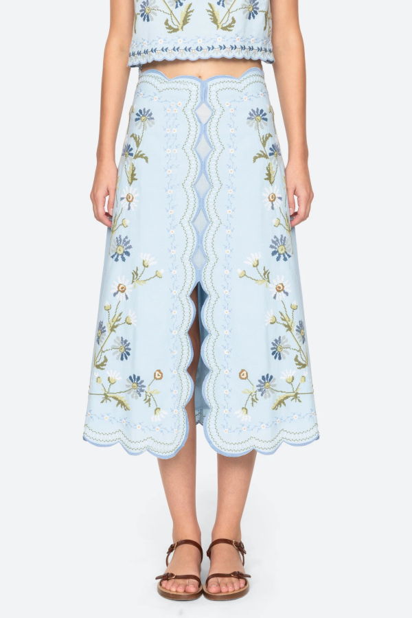 Sea NY Audra Embroidery Skirt - Blue