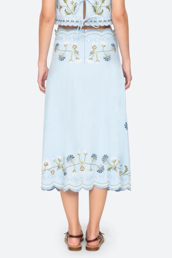 Sea NY Audra Embroidery Skirt - Blue