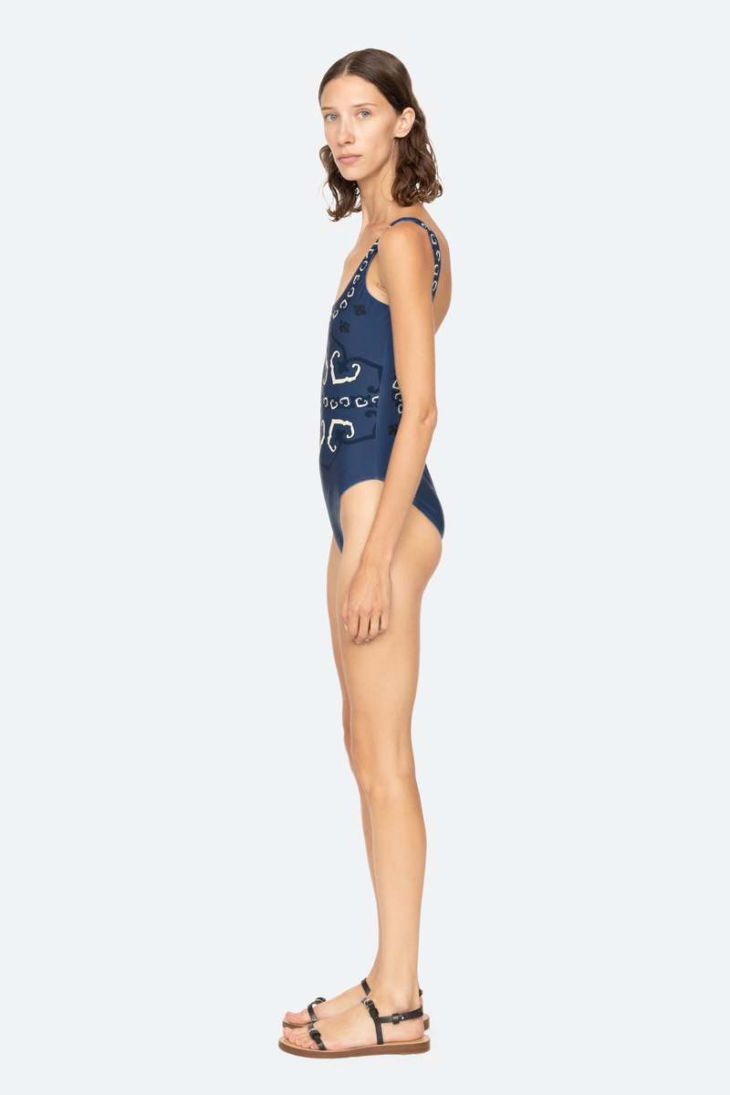 Sea NY Blaise Print Swimsuit - Navy