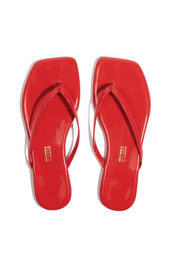 TKEES Square Toe Lily Sandal - Red Gloss