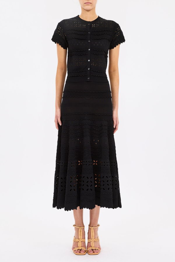 Ulla Johnson Annisa Eyelet Knit Skirt - Noir