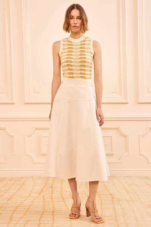 Ulla Johnson Brigette Denim Midi Skirt - Cowrie Ulla Johnson Brigette Denim Midi Skirt - Cowrie