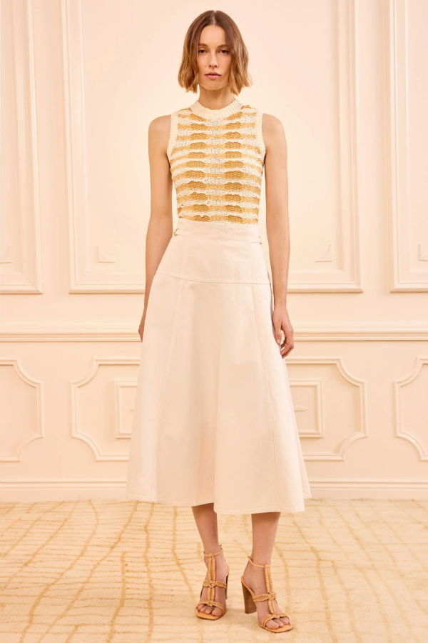 Ulla Johnson Brigette Denim Midi Skirt - Cowrie