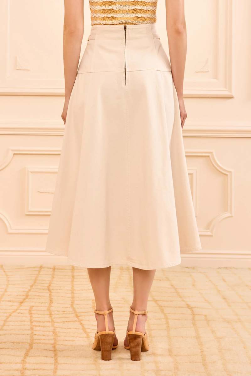 Ulla Johnson Brigette Denim Midi Skirt - Cowrie