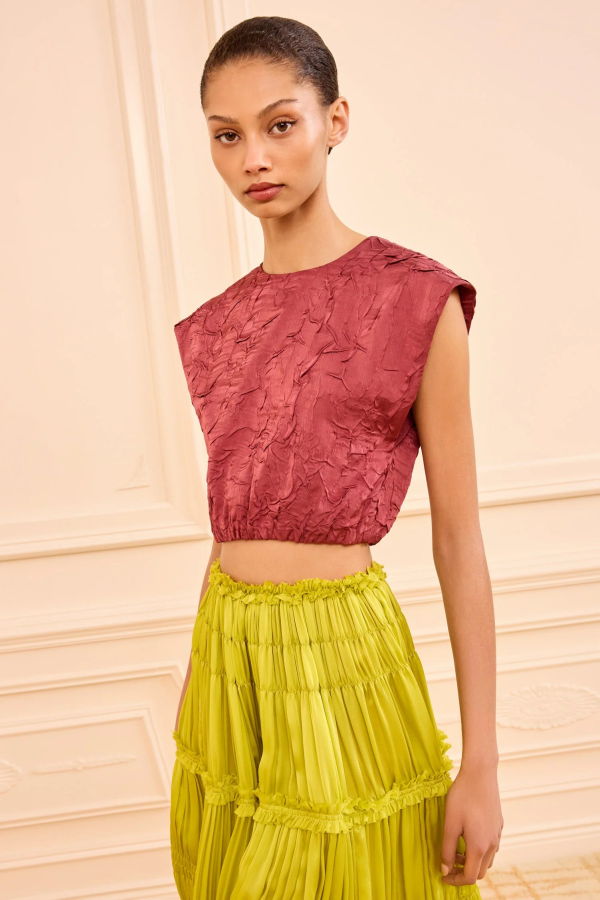 Ulla Johnson Gisella Satin Crop Top - Fig