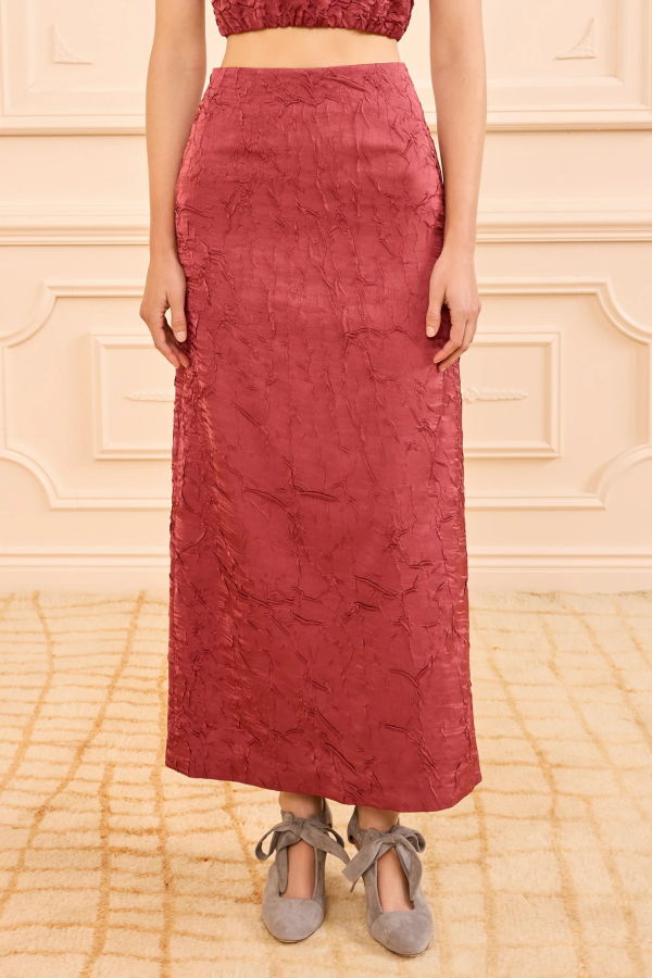 Ulla Johnson Inez Satin Pencil Skirt - Fig