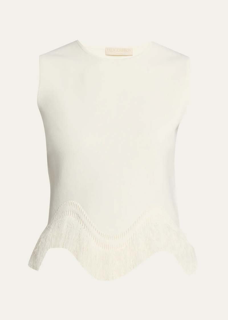 Ulla Johnson Koa Knit Fringe Top - Cowrie