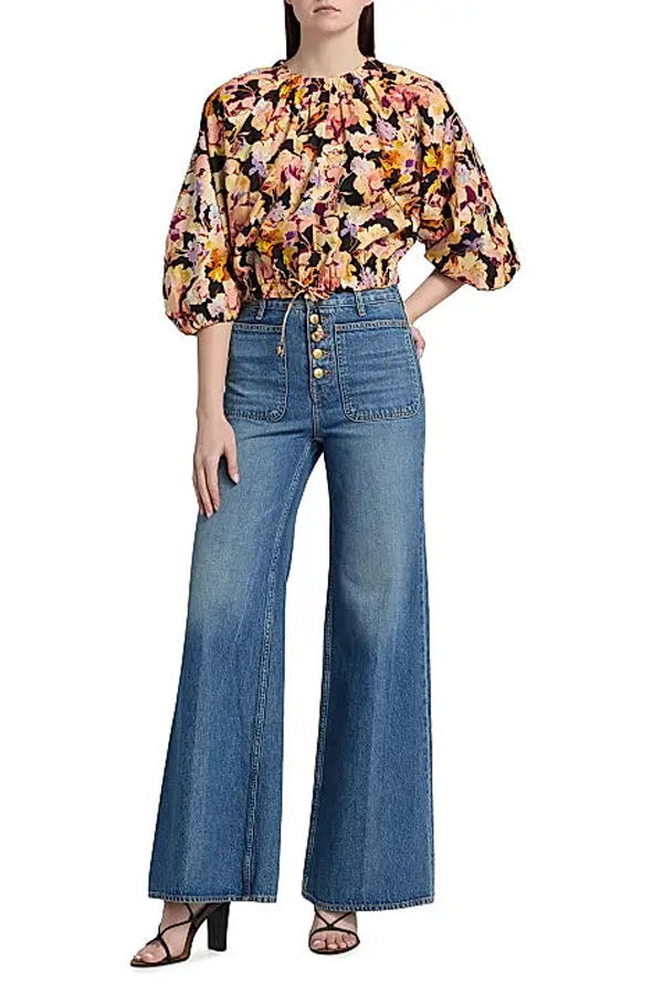 Ulla Johnson Lucie Bubble Sleeve Top - Night Bloom