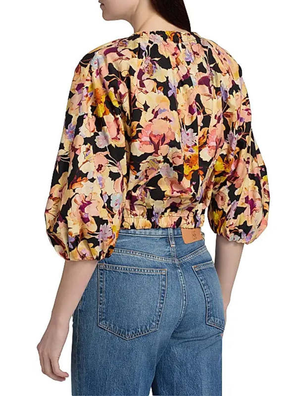 Ulla Johnson Lucie Bubble Sleeve Top - Night Bloom