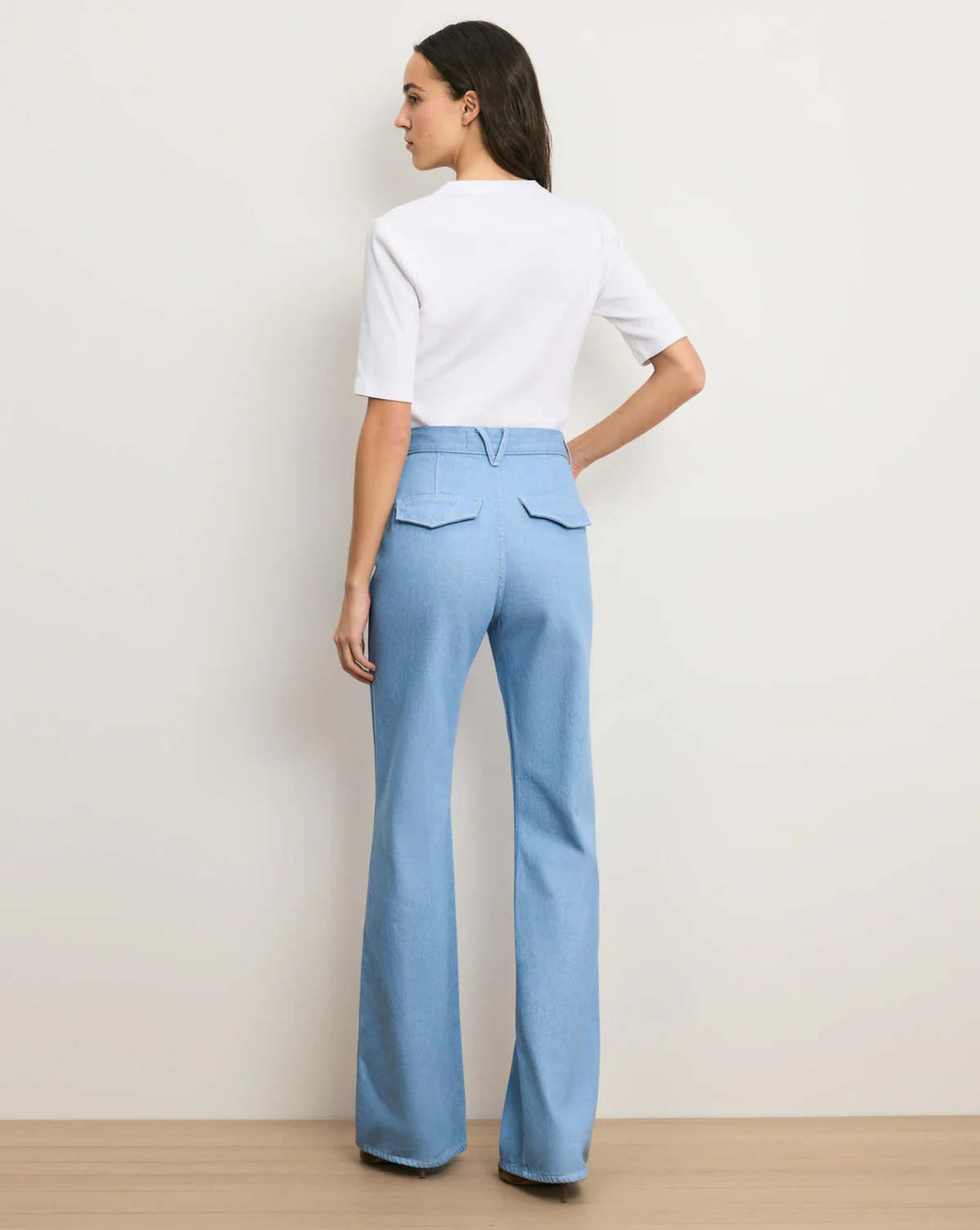 Veronica Beard Crosbie Flap-Pocket Slim Wide-Leg Jeans - Bayside - Image 2 of 3