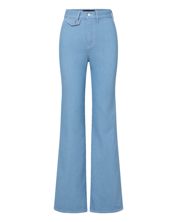 Veronica Beard Crosbie Flap-Pocket Slim Wide-Leg Jeans - Bayside