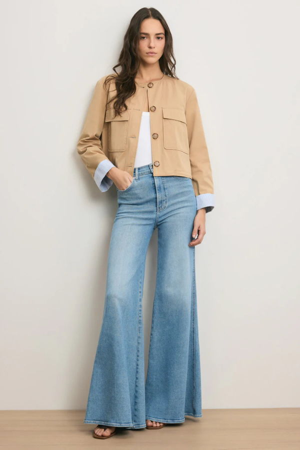 Veronica Beard Gala Cropped Utility Jacket - Khaki