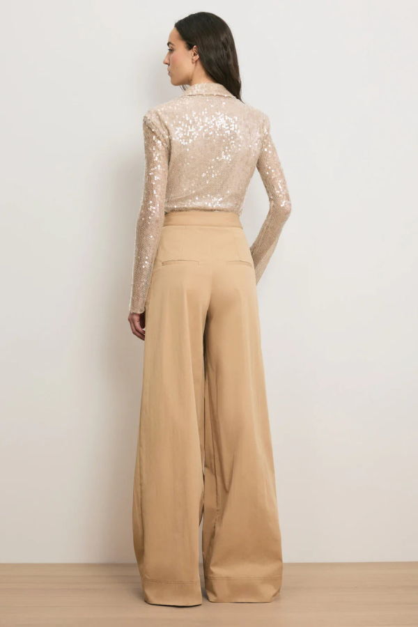 Veronica Beard Heron Crossover Waistband Pants - Khaki