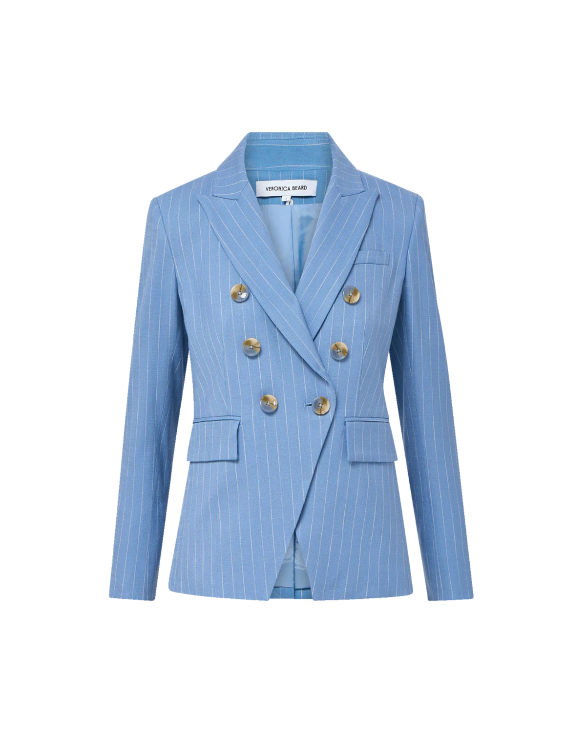 Veronica Beard Miller Pinstripe Dickey Jacket - Blue Jay/Dove White - Image 5 of 5