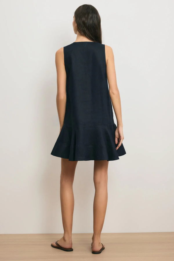 Veronica Beard Treena Linen Mini Dress - Navy