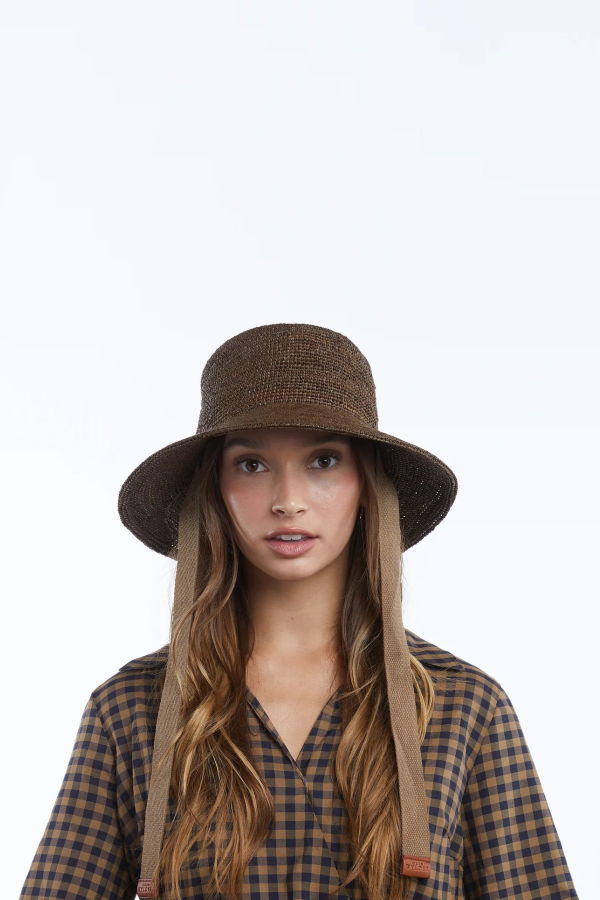 WYETH Cassis Raffia Bucket Hat
